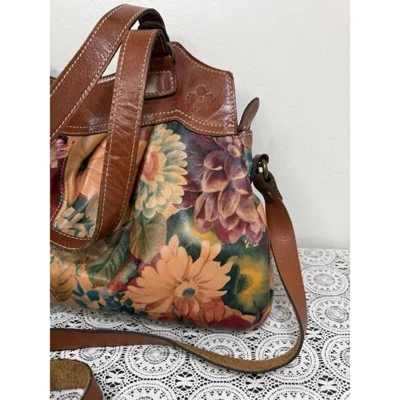 PATRICIA NASH LRG SATCHEL SHOULDER HANDBAG FLORAL PRINT ITALIAN LEATHER DUST BAG - Picture 2 of 15